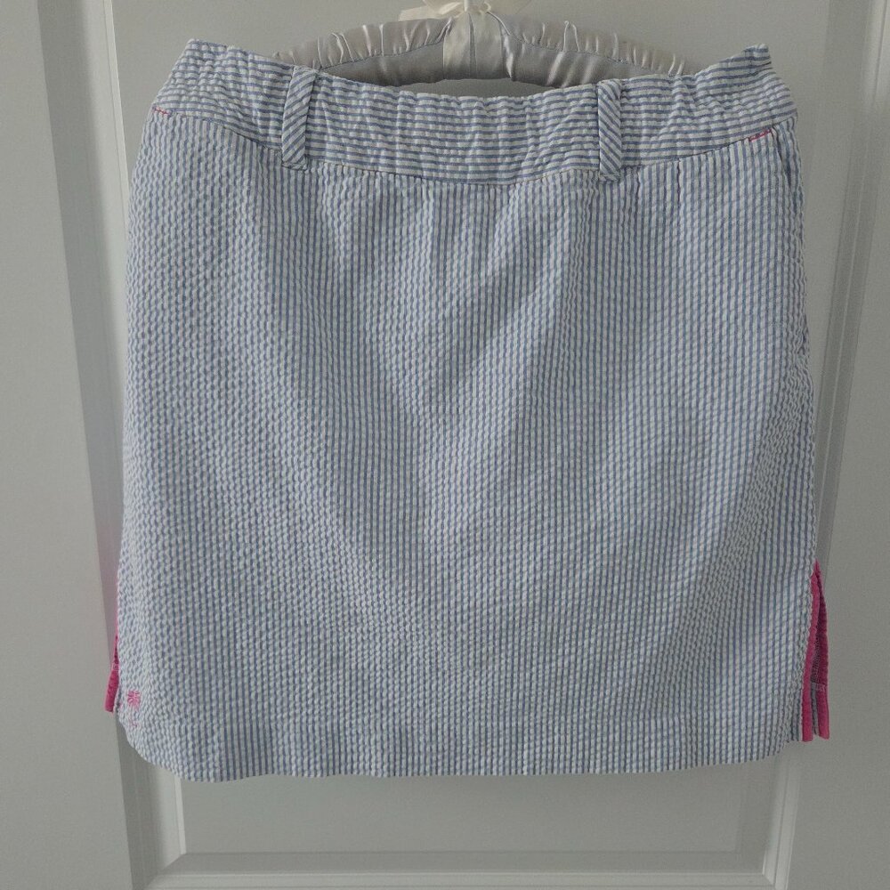 Lilly Pulitzer Blue and Pink Seersucker Skirt